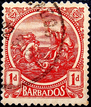 Барбадос 1921 год . Мифология , колесница . 1,0 p . Каталог 1,5 €. (1)  